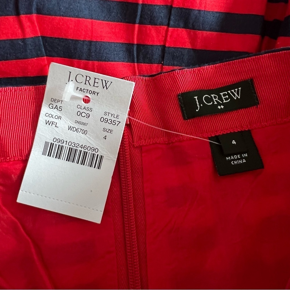 J. Crew Red and Navy A-Line Pleated Skirt Americana Preppy New 4 - Picture 3 of 3